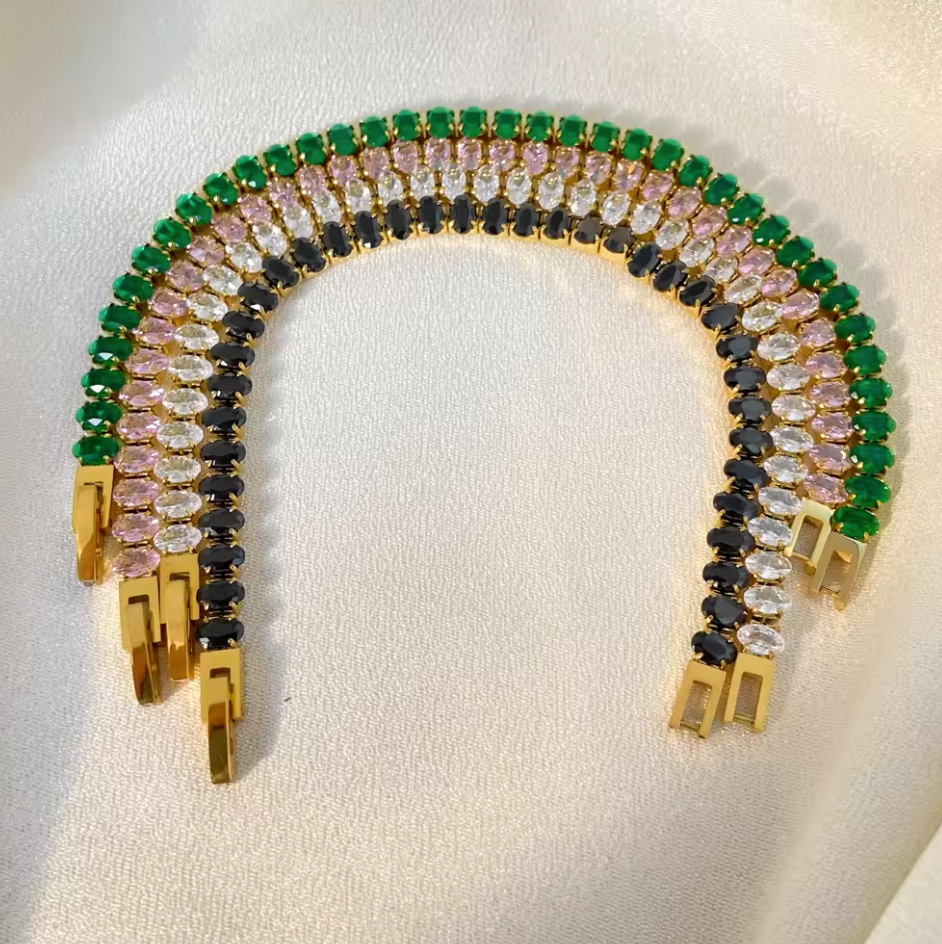 Charmé & Belle elegant gold plated multiple stone bracelet