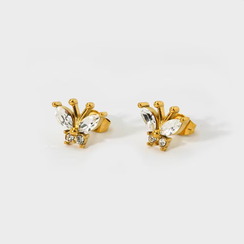 Charmé & Belle's gold plated butterfly earrings