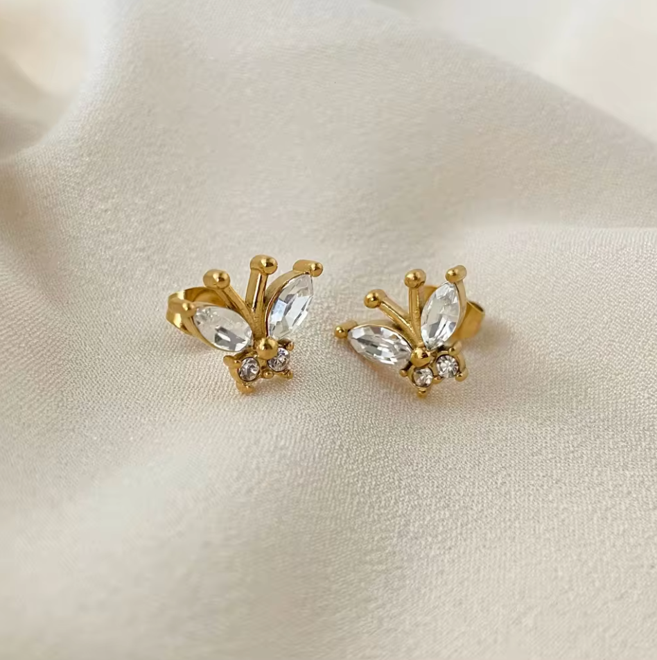 Charmé & Belle's gold plated butterfly earrings