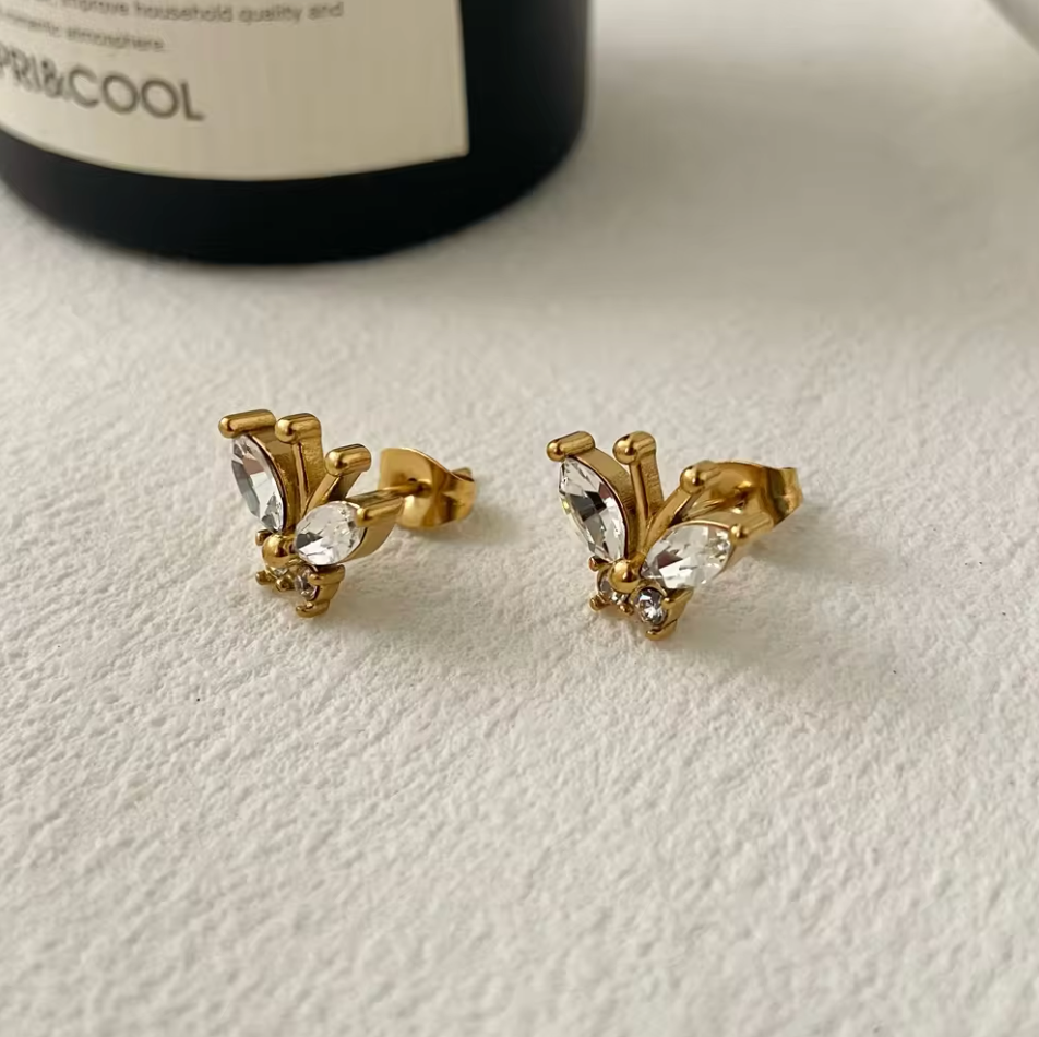 Charmé & Belle's gold plated butterfly earrings